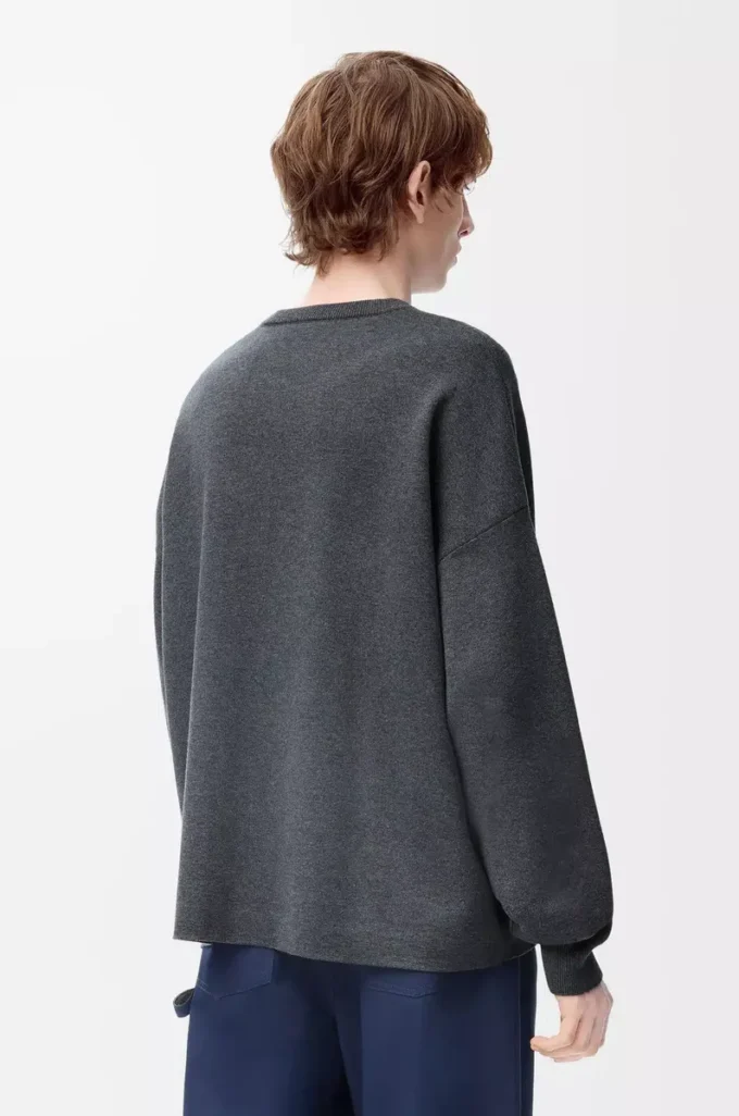 Anagram pocket sweater in cotton blend Grey/Blue