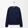 Anagram pocket sweater in cotton blend Navy Blue