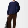 Anagram pocket sweater in cotton blend Navy Blue