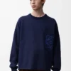 Anagram pocket sweater in cotton blend Navy Blue