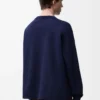 Anagram pocket sweater in cotton blend Navy Blue