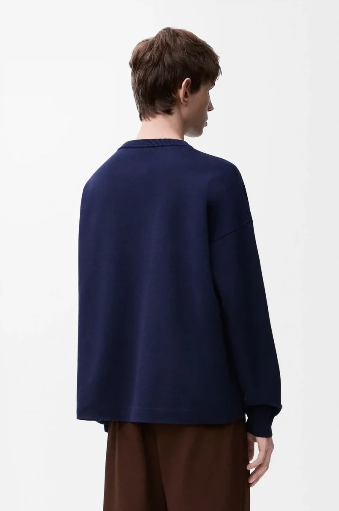 Anagram pocket sweater in cotton blend Navy Blue