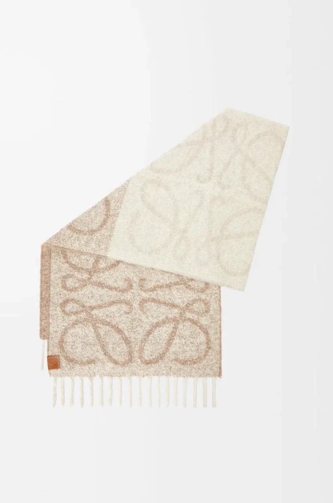 Anagram scarf in alpaca and wool Beige/White