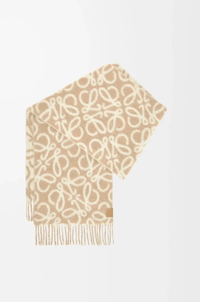 Anagram scarf in alpaca and wool blend Beige/White
