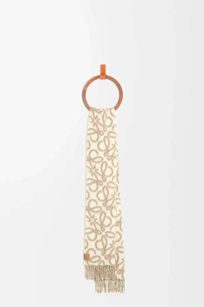 Anagram scarf in alpaca and wool blend Beige/White