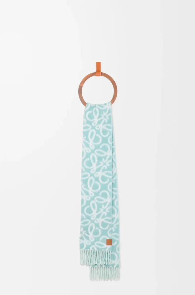 Anagram scarf in alpaca and wool blend Light Blue/White
