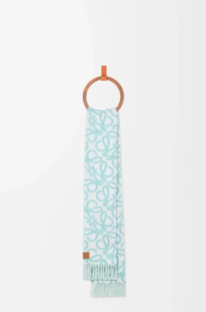 Anagram scarf in alpaca and wool blend Light Blue/White