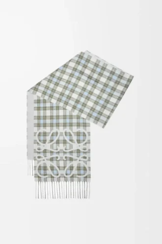 Anagram scarf in silk and cashmere Light Grey/Multicolor
