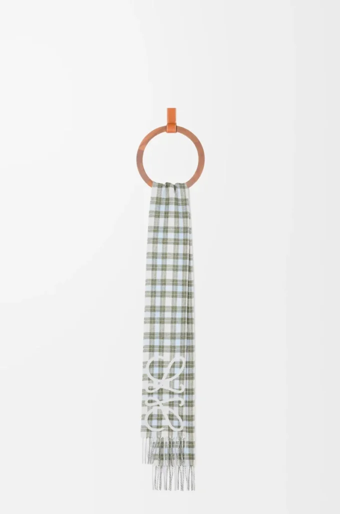 Anagram scarf in silk and cashmere Light Grey/Multicolor