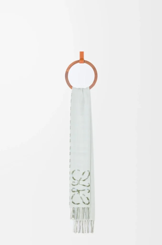 Anagram scarf in silk and cashmere Light Grey/Multicolor