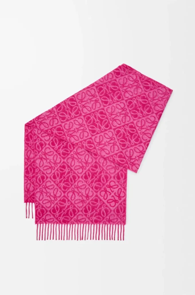 Anagram scarf in wool and cashmere Fuchsia