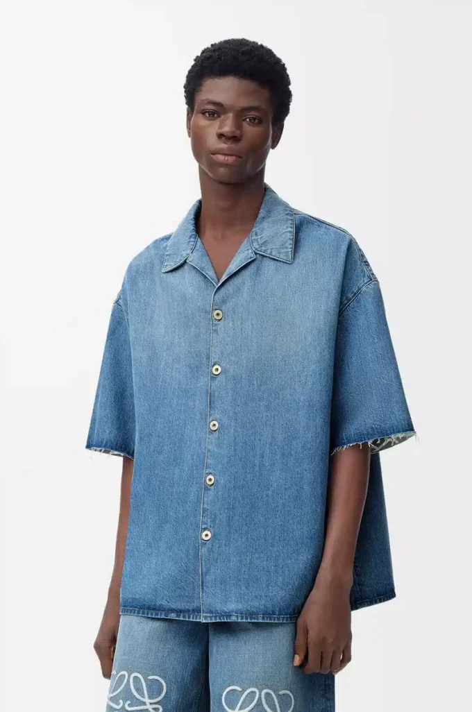 Anagram short sleeve shirt in denim Washed Denim