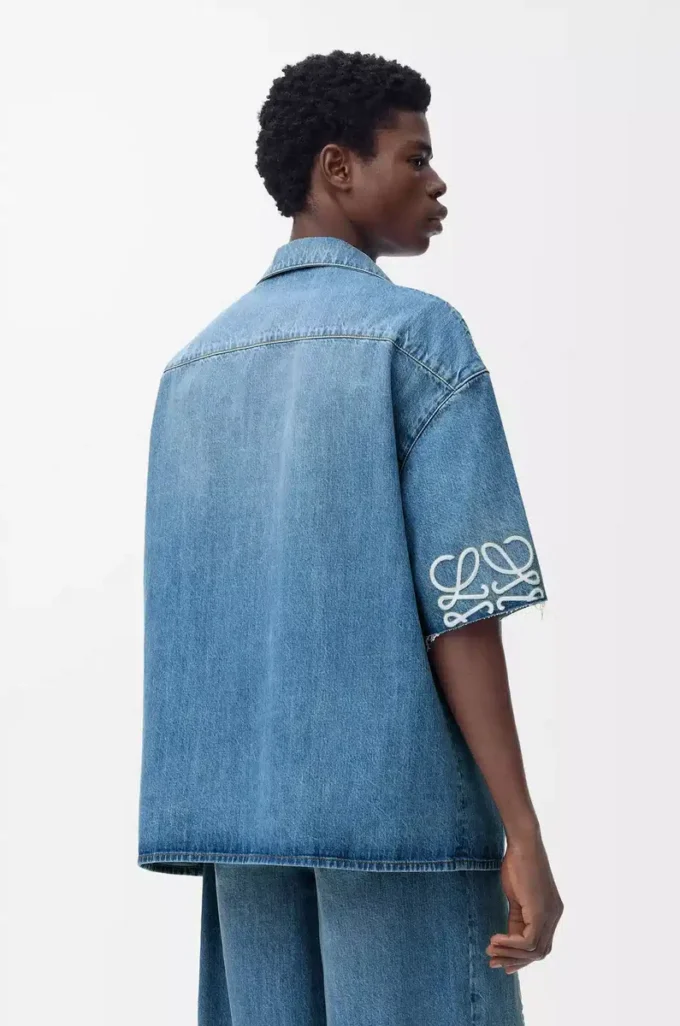 Anagram short sleeve shirt in denim Washed Denim