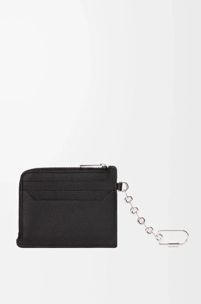 Anagram square coin cardholder in pebble grained calfskin Black Anagram square coin cardholder in pebble grained calfskin Black