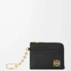Anagram square coin cardholder in pebble grained calfskin Black/Gold Anagram square coin cardholder in pebble grained calfskin Black/Gold