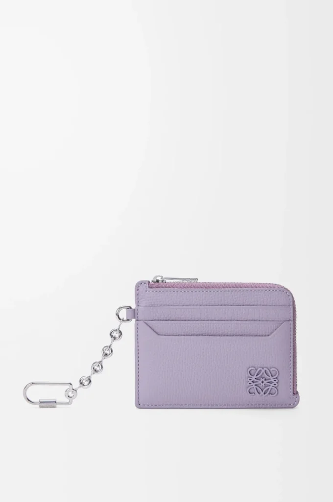 Anagram square coin cardholder in pebble grained calfskin Dirty Mauve Anagram square coin cardholder in pebble grained calfskin Dirty Mauve