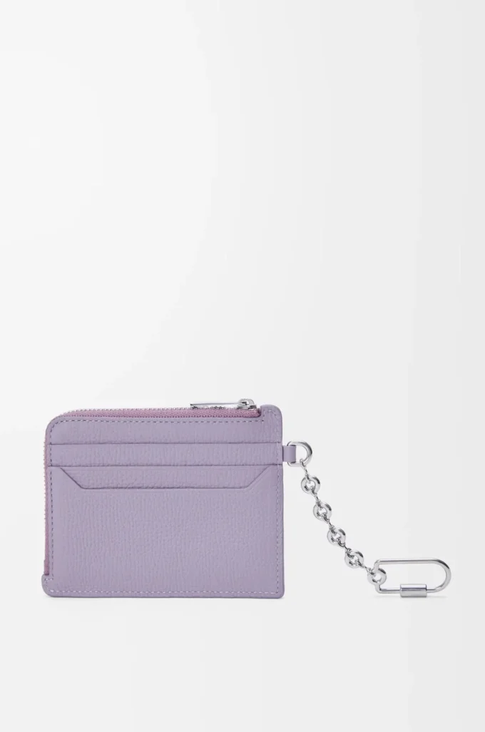 Anagram square coin cardholder in pebble grained calfskin Dirty Mauve Anagram square coin cardholder in pebble grained calfskin Dirty Mauve