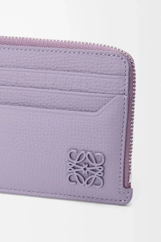 Anagram square coin cardholder in pebble grained calfskin Dirty Mauve Anagram square coin cardholder in pebble grained calfskin Dirty Mauve