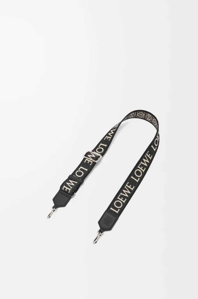 Anagram strap in jacquard and calfskin Black