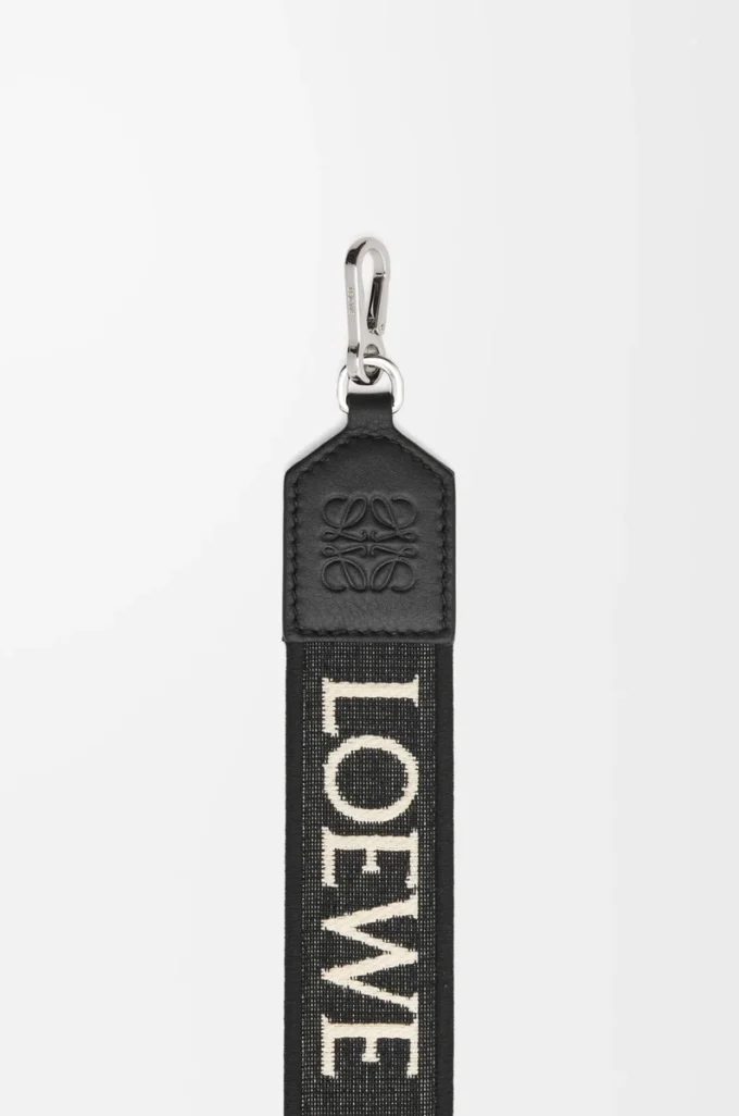 Anagram strap in jacquard and calfskin Black