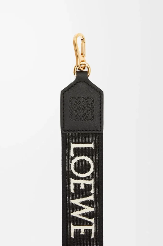 Anagram strap in jacquard and calfskin Black/Gold