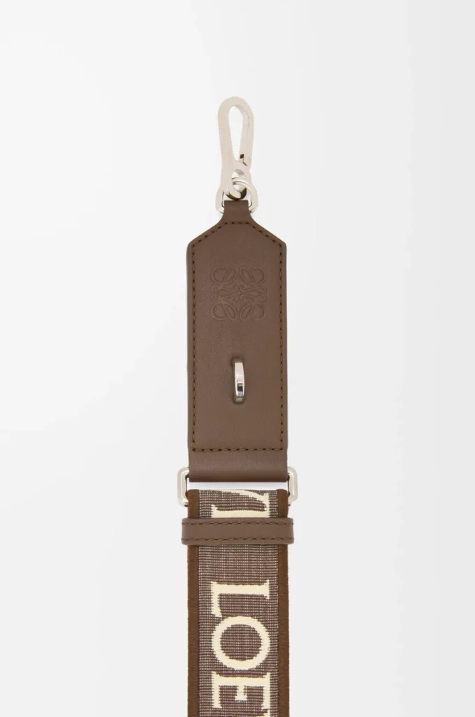 Anagram strap in jacquard and calfskin Dark Cigar