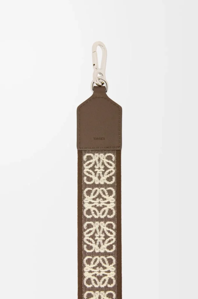 Anagram strap in jacquard and calfskin Dark Cigar
