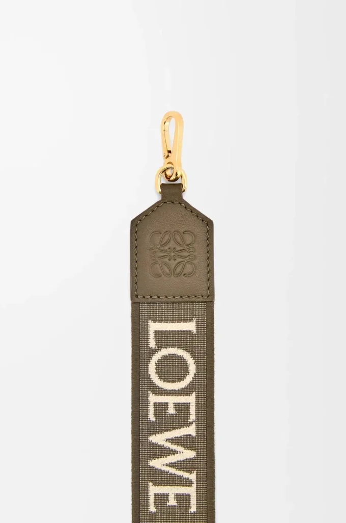 Anagram strap in jacquard and calfskin Dark Khaki