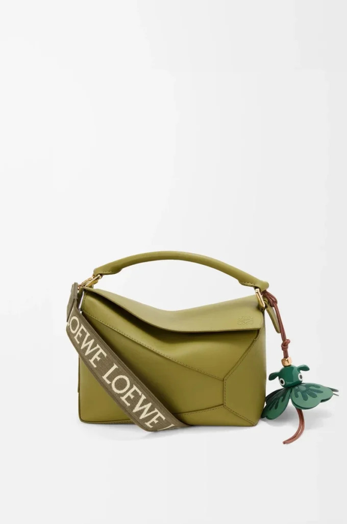 Anagram strap in jacquard and calfskin Dark Khaki