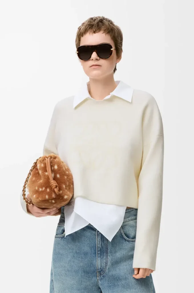 Anagram sweater in wool blend White