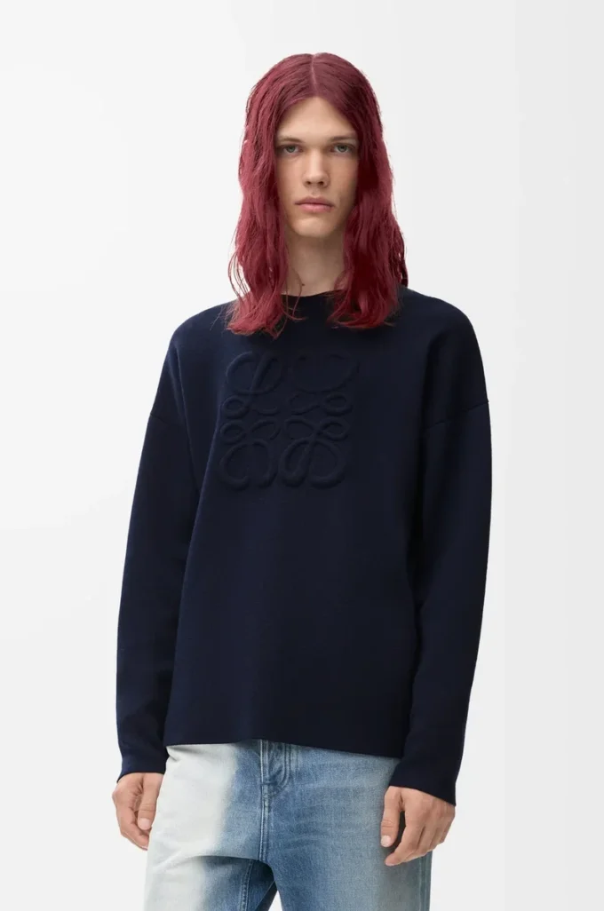 Anagram sweater in wool Navy Blue