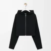 Anagram zip-up hoodie in wool Black
