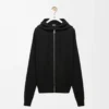 Anagram zip-up hoodie in wool Black