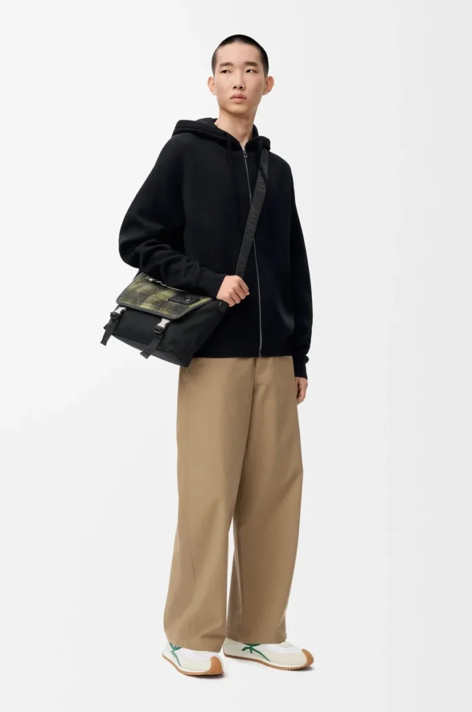 Anagram zip-up hoodie in wool Black
