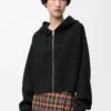 Anagram zip-up hoodie in wool Black