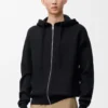 Anagram zip-up hoodie in wool Black