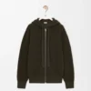 Anagram zip-up hoodie in wool Khaki Green