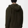 Anagram zip-up hoodie in wool Khaki Green