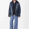 Anagram zip-up hoodie in wool Navy Blue