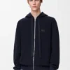 Anagram zip-up hoodie in wool Navy Blue