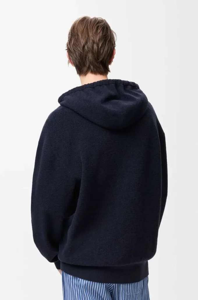 Anagram zip-up hoodie in wool Navy Blue