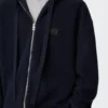 Anagram zip-up hoodie in wool Navy Blue