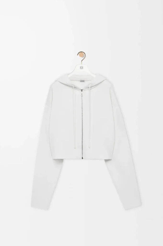Anagram zip-up hoodie in wool White