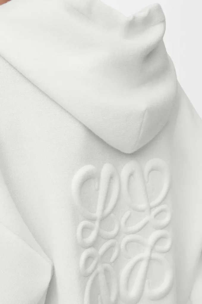 Anagram zip-up hoodie in wool White