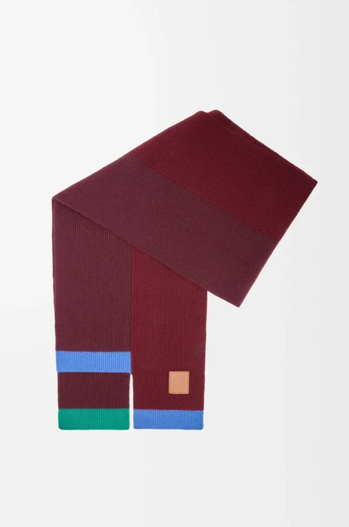Asymmetric scarf in wool Green/Red/Multicolor