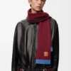 Asymmetric scarf in wool Green/Red/Multicolor