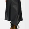 Asymmetric skirt in satin nappa lambskin Black