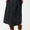 Asymmetric skirt in satin nappa lambskin Black