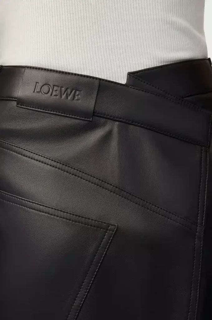 Asymmetric skirt in satin nappa lambskin Black