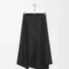 Asymmetric skirt in wool and cashmere Charcoal Melange